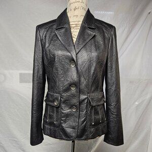Faux leather blazer